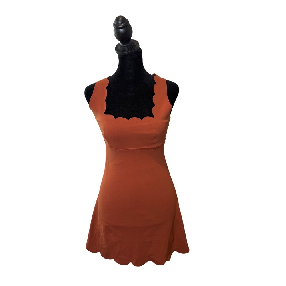WISKII Crossback Tennis Mini Dress Scalloped Active Womens XS S Laser Cut
